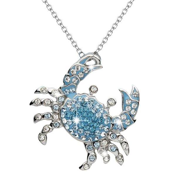 

pendant necklaces animal sea necklace jewelry girls gift cute ocean crab crystal for women, Silver