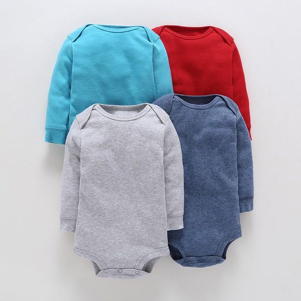 

jumpsuits 4 pieces/lot baby bodysuit spring fall quality clothes soft cotton long sleeve cartoon boy girl clothing jumpsuit, Blue