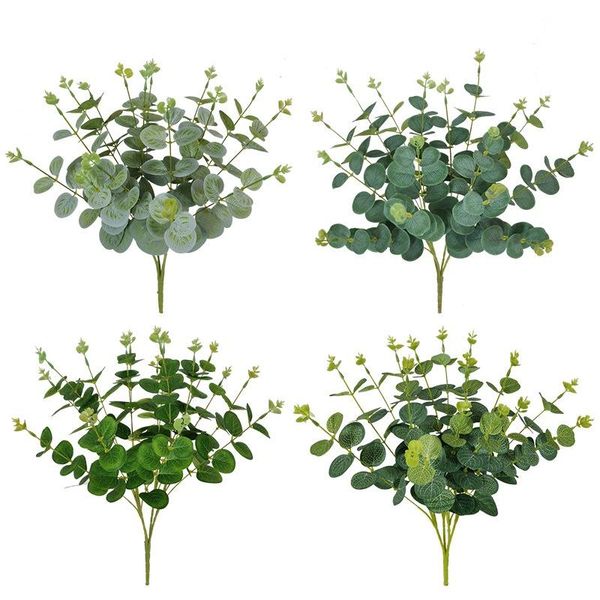 

artificial fake plants money eucalyptus bouquet for home decor flower arrangement green faux plant bunch desk decorative flowers & wreaths