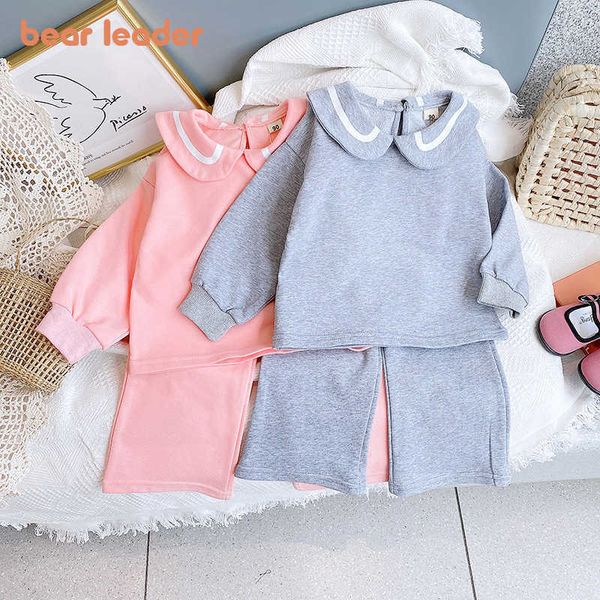 

bear leader casual baby girls clothes kids girl pants outfits 2pcs children active clothing set spring solid suits for 2-6y 210708, White
