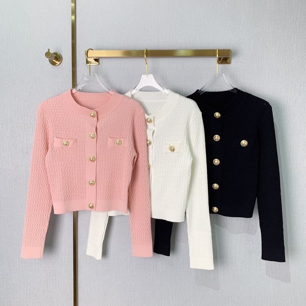 

luxury women's jackets knitted cardigan bal crew neck sweater breastplate girls designer coat autumn clothing, Black;brown