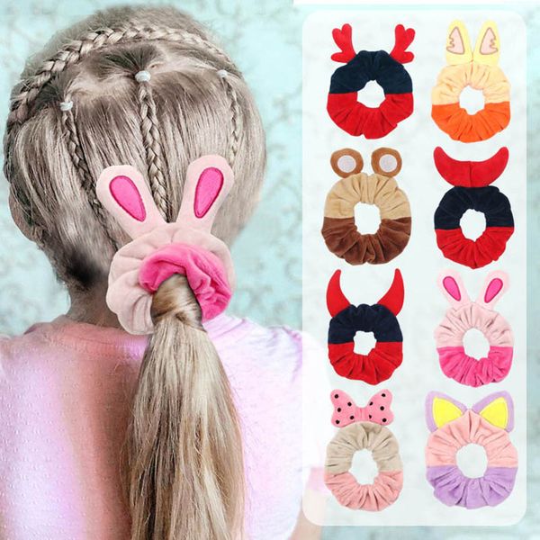 

girls hair accessories tie hairbands bands headbands childrens christmas ring velvet elastic scrunchies b8015, Slivery;white