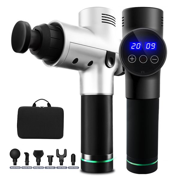 

lcd display electric back muscle massage gun deep tissue massager 30 speed hypervolt fascial armas fitness shaping pain relief