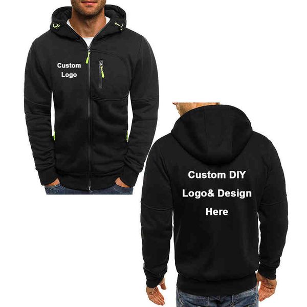 

new arrival custom diy text image sports coat hoodi men fashion cool zipper et costume, Black