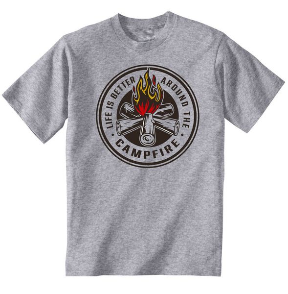 

camping outdoor campfire - new cotton t-shirt, White;black