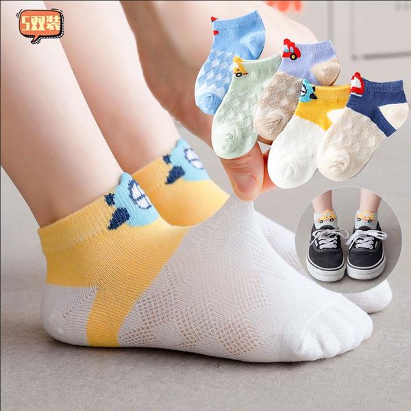 

socks 5 pairs/lot children baby toddler cotton boy girl infant ultra-thin breathable solid mesh boat sock for summer 1-12y kids, Pink;yellow