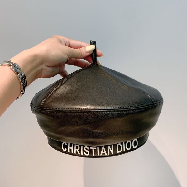 

hat net red same leather beret female autumn winter bud hat korean british painter fashion net trend, Blue;gray