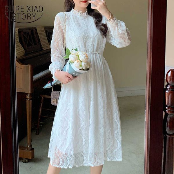 

lace long dresses for women vintage elegant white crochet floral party dress empire bodycon mid dress women vestidos 12333 210528, Black;gray