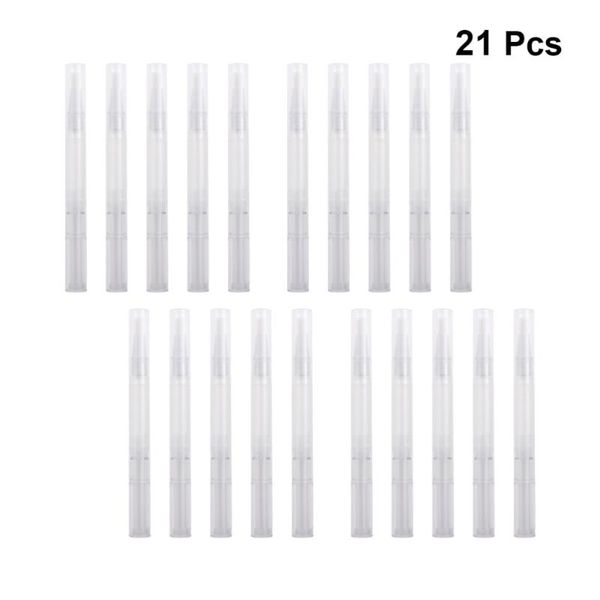 

storage bottles & jars 21pcs transparent empty nail oil twist pen cosmetics container lip gloss applicators liquid tube (no.1, 3ml)