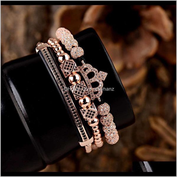 

other bracelets jewelry drop delivery 2021 selling micro inlaid crown three piece set lovers bracelet eynqt, Golden;silver