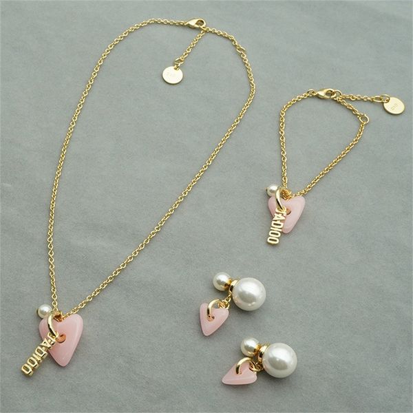 

new pink love necklace pearl necklace brass red jewelry, Silver