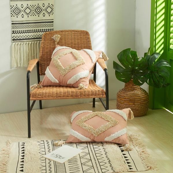 

pillow case throw covers morocco decorative macrame tufted embroidery cushion cover with tassel sofa bed home decor