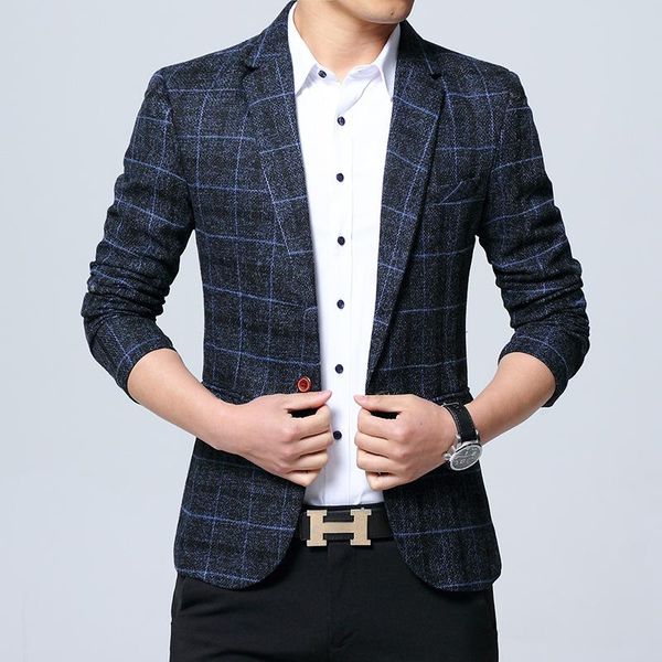 

men's suits & blazers men arrival fashion clothing casual spring plaid suit korean style slim jacket business clothes, White;black