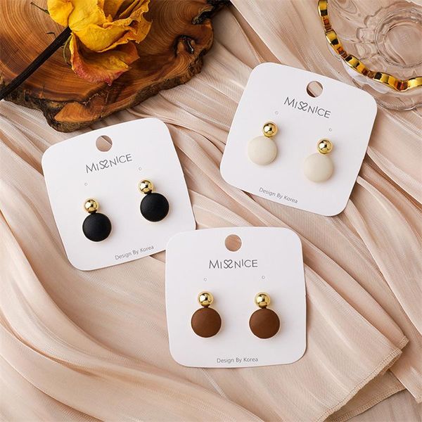 

dangle & chandelier japan style simple sweet girl coffee color disc round bead pendant short drop earrings for women fashion jewelry accesso, Silver