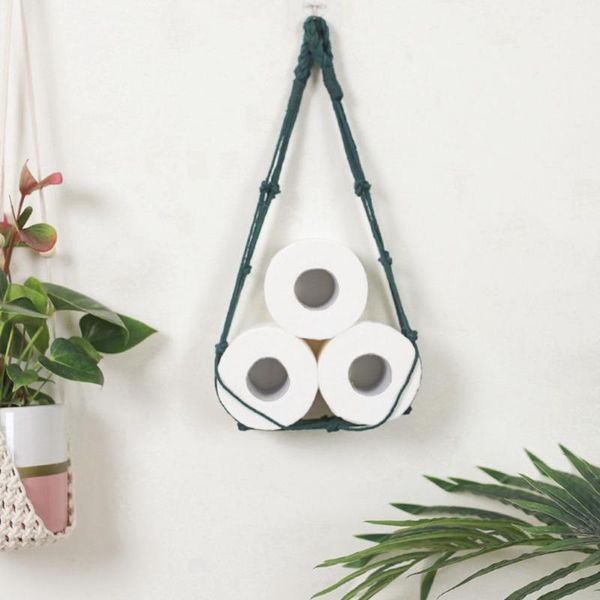 

toilet paper holders hanging rack nordic bathroom decor cotton rope holder storage magazine books