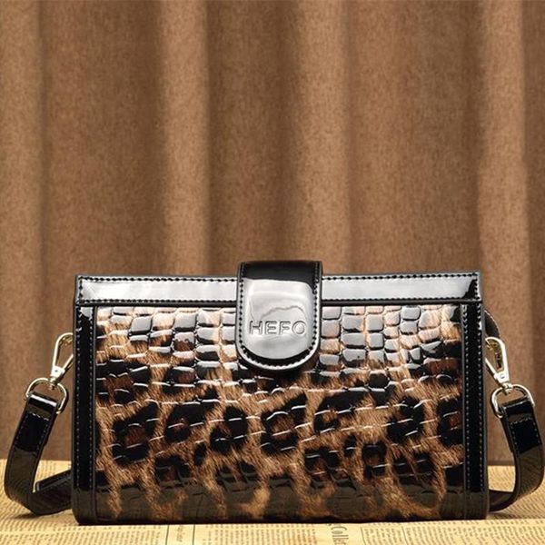 

evening bags fashion leopard print leather pure cowhide women's one-shoulder messenger purses and handbags luxury designer sac luxe fem