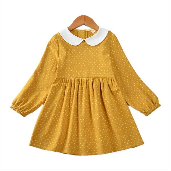 

brand girls spring autumn girl dress for kids dot children princess costumes long sleeve teen school clothing 1 10years, Red;yellow