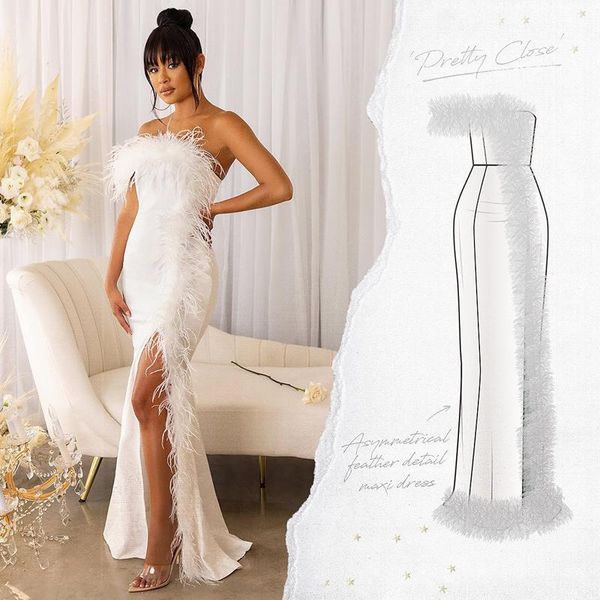 

women's swimwear dress summer 2021 ladies women outfit streetwear sundress beach feather decoration open leg print polyester sierra sur, White;black