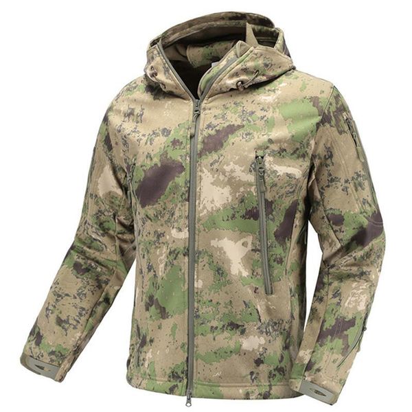 

men's military jacket camouflage tactical fleece clothing male waterproof windproof hooded army combat coat windbreaker, Black;brown