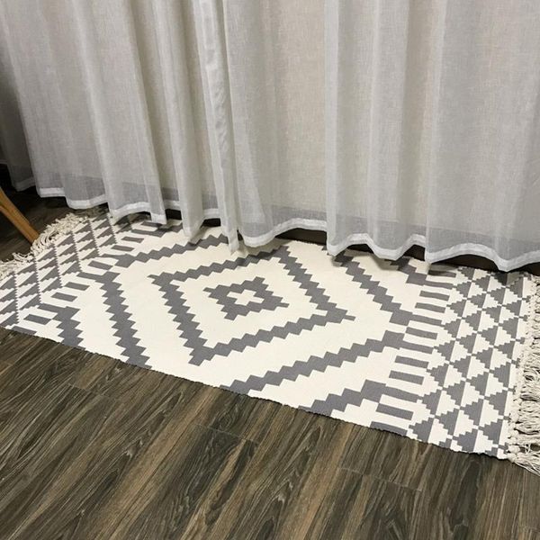 

carpets carpet sofa cotton linen living room manual printed floor home decor machine washable retro tassels rug bedroom nordic style