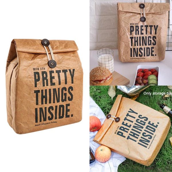 

dinnerware sets storage insulated washable picnic non toxic durable camping cooler box reusable brown paper lunch bag outdoor activitie