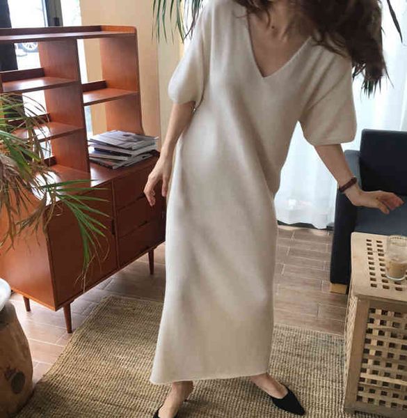 

dress 2021 spring super cashmere long sleeve knitted - knee hair loose make temperament short, Black;gray