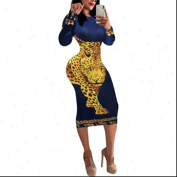 

poker face a line autumn womens dress long sleeve knee length print casual slim printed clothing ladies, Black;gray
