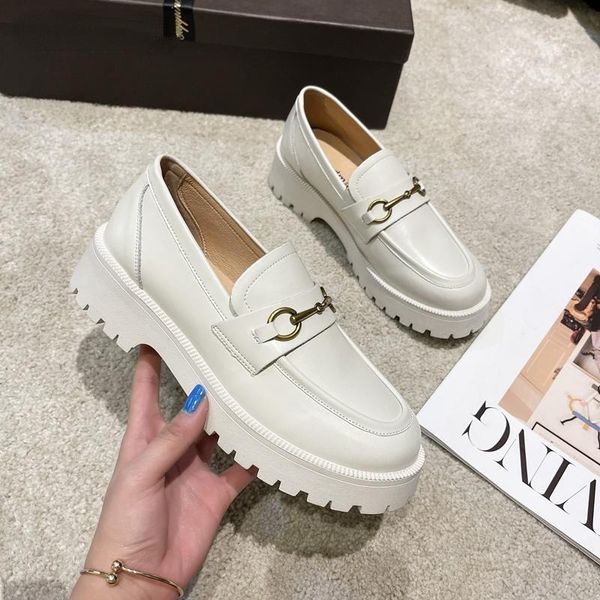

dress shoes ladies loafers for women spring split leather soft penny office shoe autumn heels girl chain decoration 2021, Black