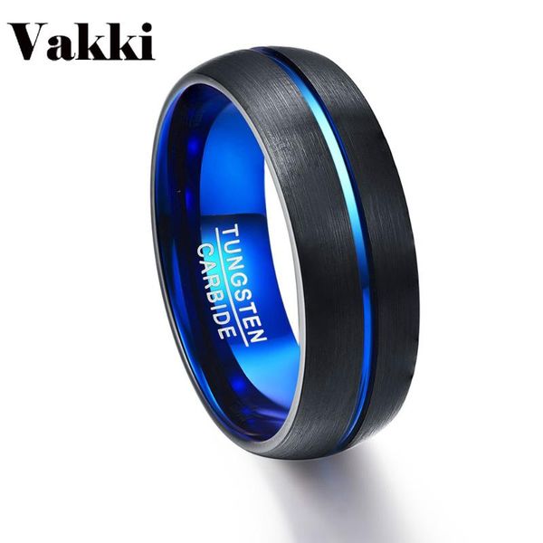 

cluster rings party ring scrub round blue groove men tungsten carbide wedding bands anillos para hombres pierscienie, Golden;silver