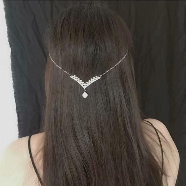 

hair accessories korean back hanging hoop imitation pearl rhinestone tassel women temperament