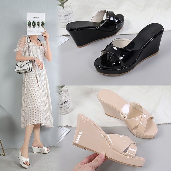 

2021 summer fashion comfortable 8 cm high heel slippers for women, Black