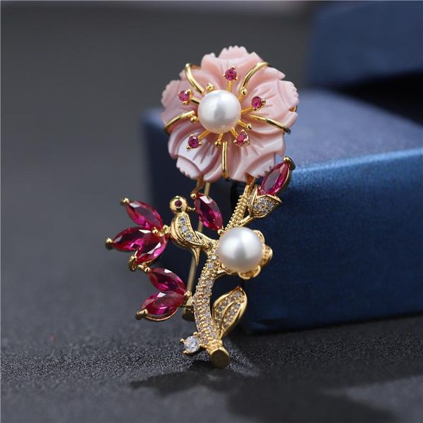 

pins, brooches beautiful natural fresh water baroque pearl brooch pins mother of flower for women party gifts luxury jewellery, Gray