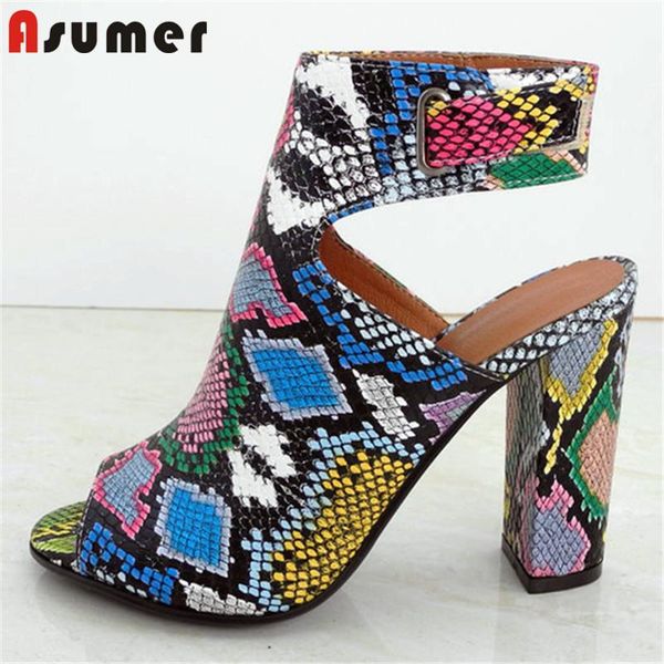 

european style women sandals peep toe snake mixed color super high heel fashion dress party shoes woman, Black