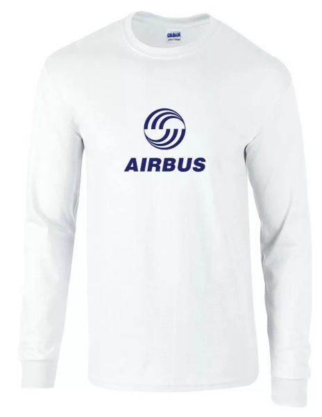 

airbus blue retro logo european aviation geek white cotton t-shirt, White;black