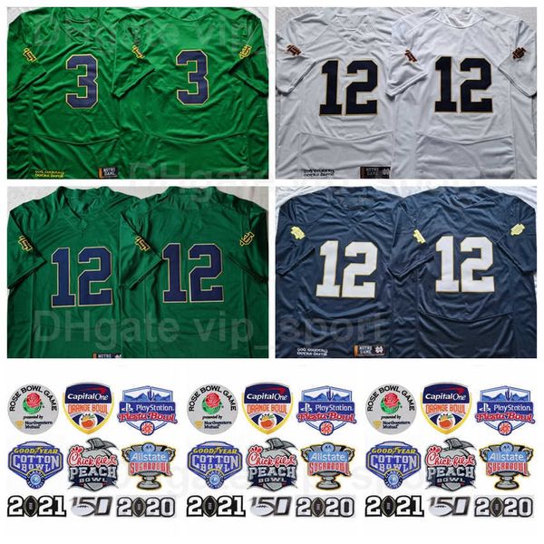 

ncaa notre dame fighting irish jersey men college football 12 tyler buchner university navy blue white green home all stitched for sport, Black