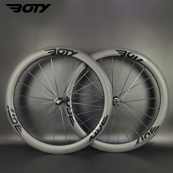 

boty black decals 700c road carbon wheels 50mm depth 25mm width clincher/tubeless/tubular wheelset powerway r36 hubs with 3k matte