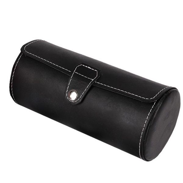 

watch boxes & cases 3 slots roll leather storage case black men's display bracelet jewelry gift, Black;blue
