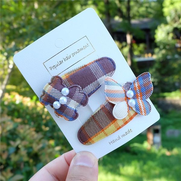 

hair accessories 2pcs/set girls cartoon bear clip butterfly hairpins baby pearl barrettes kids princess children headwear, Slivery;white