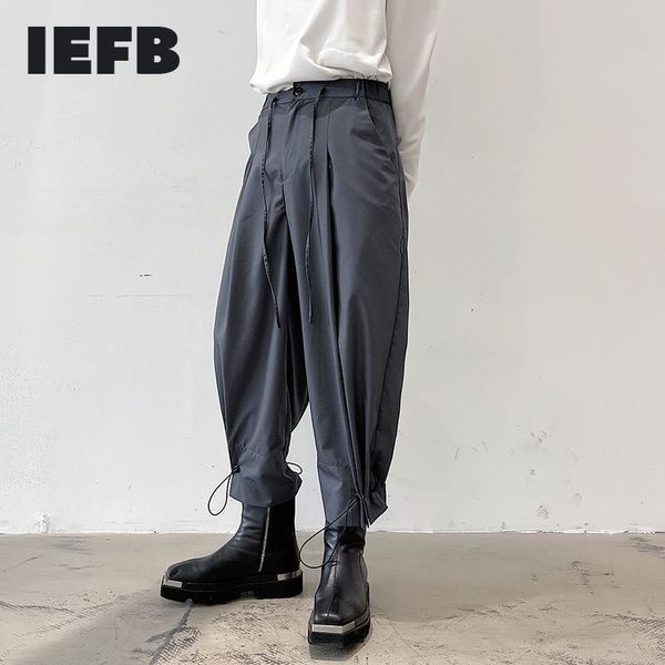 Pantaloni da uomo causali di alta qualità IEFB tessuto tuta in tessuto multifunzionale fasciatura in gomma leggings gamba larga pantaloni alla caviglia Y6693 210524