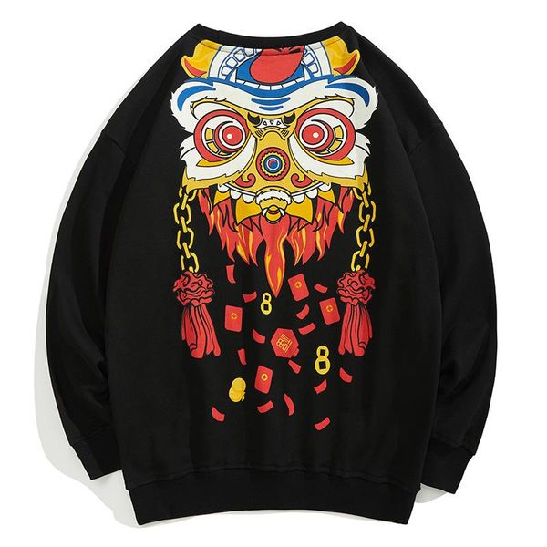

men's sweaters sweater men harajuku hip hop streetwear clothing lion embroidery o-neck oversize fashion casual couple male, White;black
