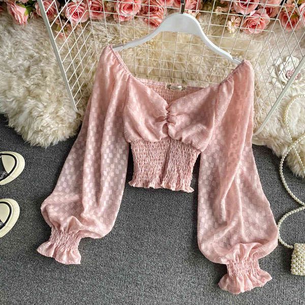 

women's t-shirt summer vintage short slim chiffon shirt and blouse for womens v-neck pleated waist sleeve beach elegant sh, White