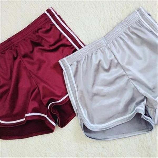 

summer silk stain polyester slim women shorts beach casual white egde, White;black