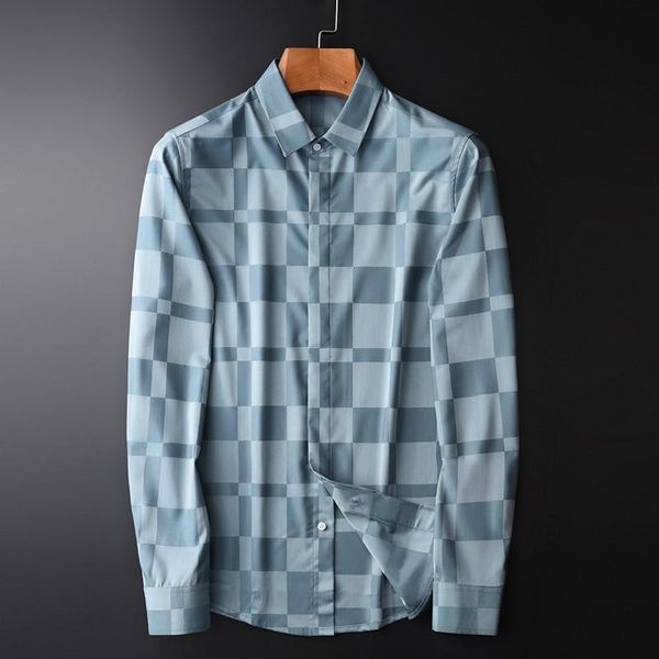 

men's casual shirts 2021 autumn long sleeve mens yarn dyed plaid business and man slim fit dress 4xl, White;black