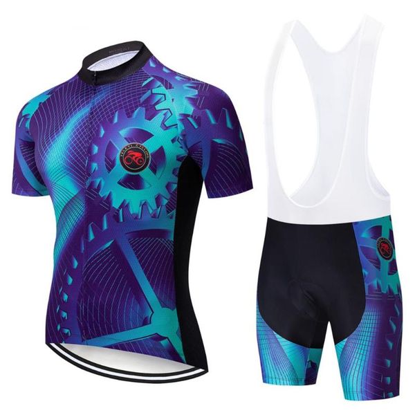 

racing sets 2021 cycling clothing men set bike breathable anti-uv bicycle wear/short sleeve jersey, Black;blue