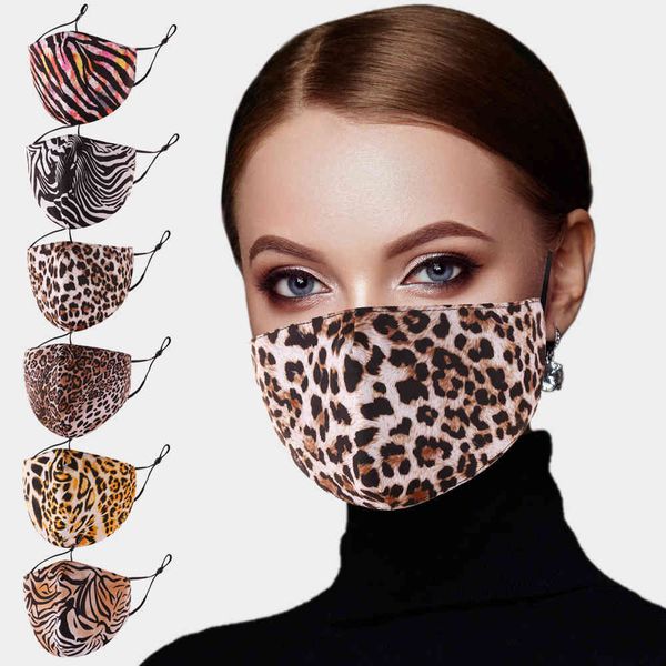 

leopard dust mask winter printed three layer washable cotton mask