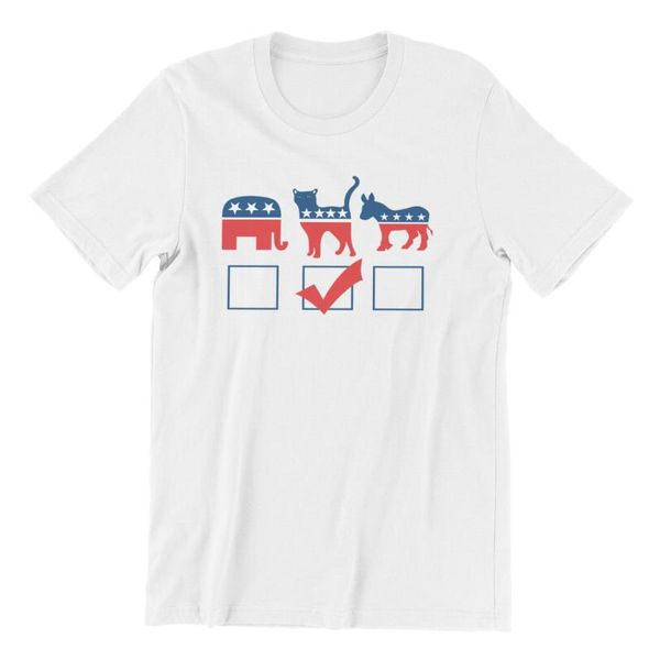 

men's t-shirt i'm voting for the cat party games streetwear cool men clothing 76236 t-shirts, White;black