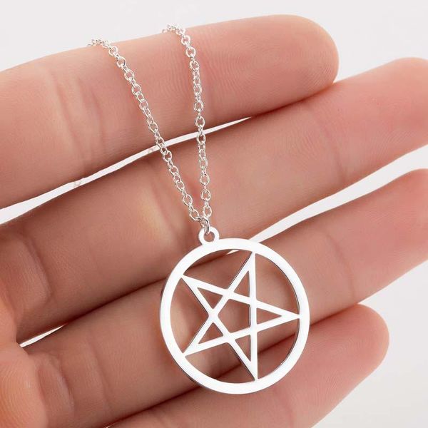 

pendant necklaces womens star cute circle stainless steel woman accessories fashion necklace jewelry gold chain on the neck 2021, Silver