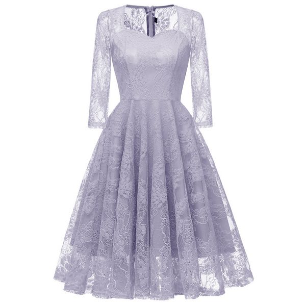 

party dresses 2021 spring with 7 / 3 sleeves embroidered lace, White;black