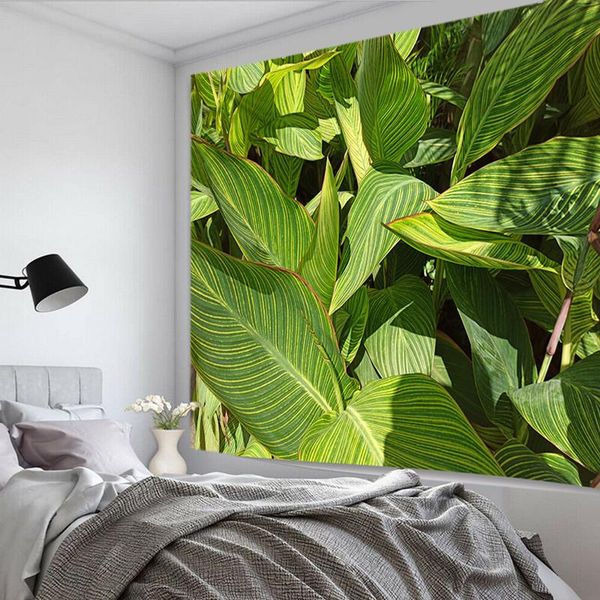 

tapestries wall hanging tapestry for living room bedroom green tropical leaves polyester blanket square and rectangle 8 sizes customize