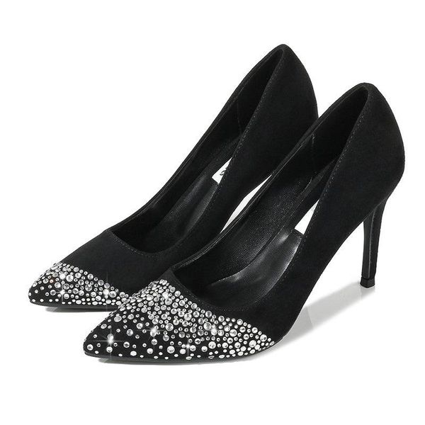 

dress shoes women diamond pumps heeled nude pointed toe high heel stiletto heels ladies, Black